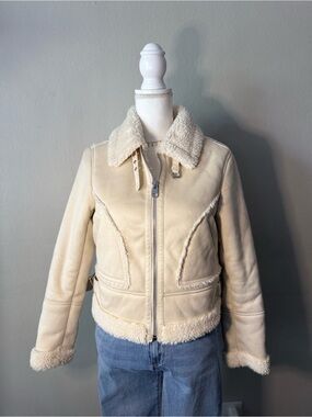 Classic Cream Lined Moto Jacket